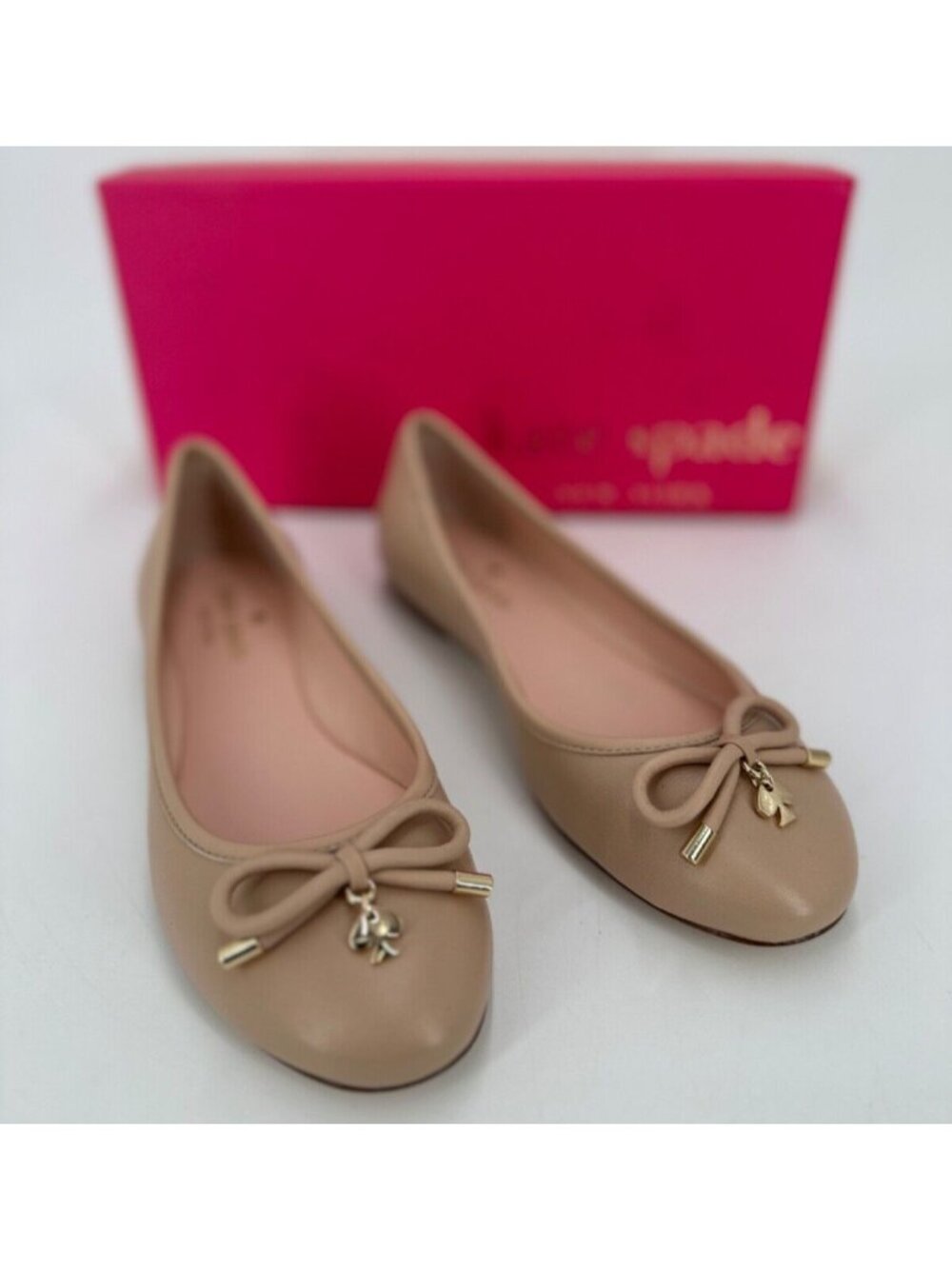 Kate Spade Willa Ballet Flats size 6 in Powder Pink Nappa Leather Bow NEW $228